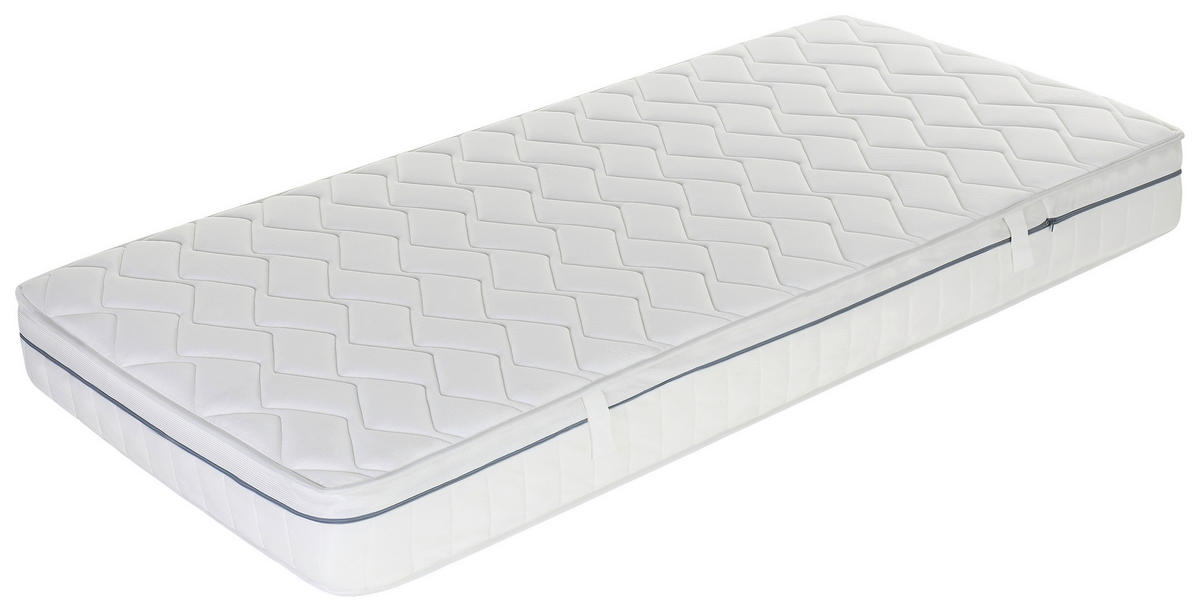 KALTSCHAUMMATRATZE 90/200 cm, Höhe ca.: 19 cm, H2 + H3 = mittel + fest, 5-Zonen - Weiß, Basics, Textil (90/200cm) - MID.YOU