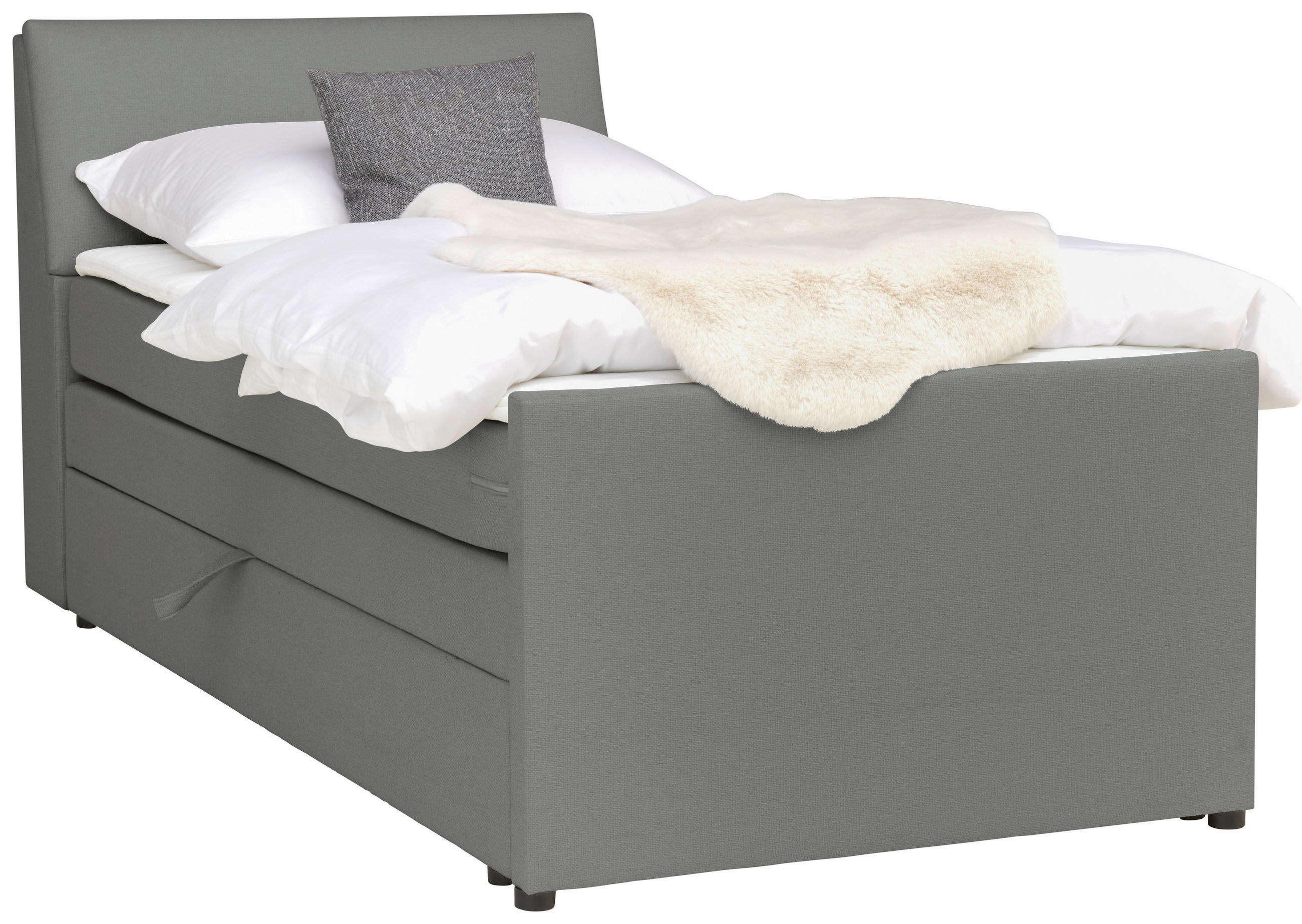 BOXSPRING-ÁGY 120/200 cm  szürke  - fekete/szürke, Modern, textil/fa (120/200cm) - MID.YOU