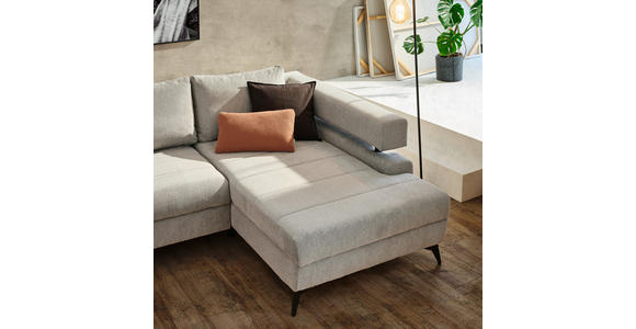 ECKSOFA in Chenille Hellgrau  - Hellgrau/Schwarz, KONVENTIONELL, Textil/Metall (265/184cm) - Hom`in