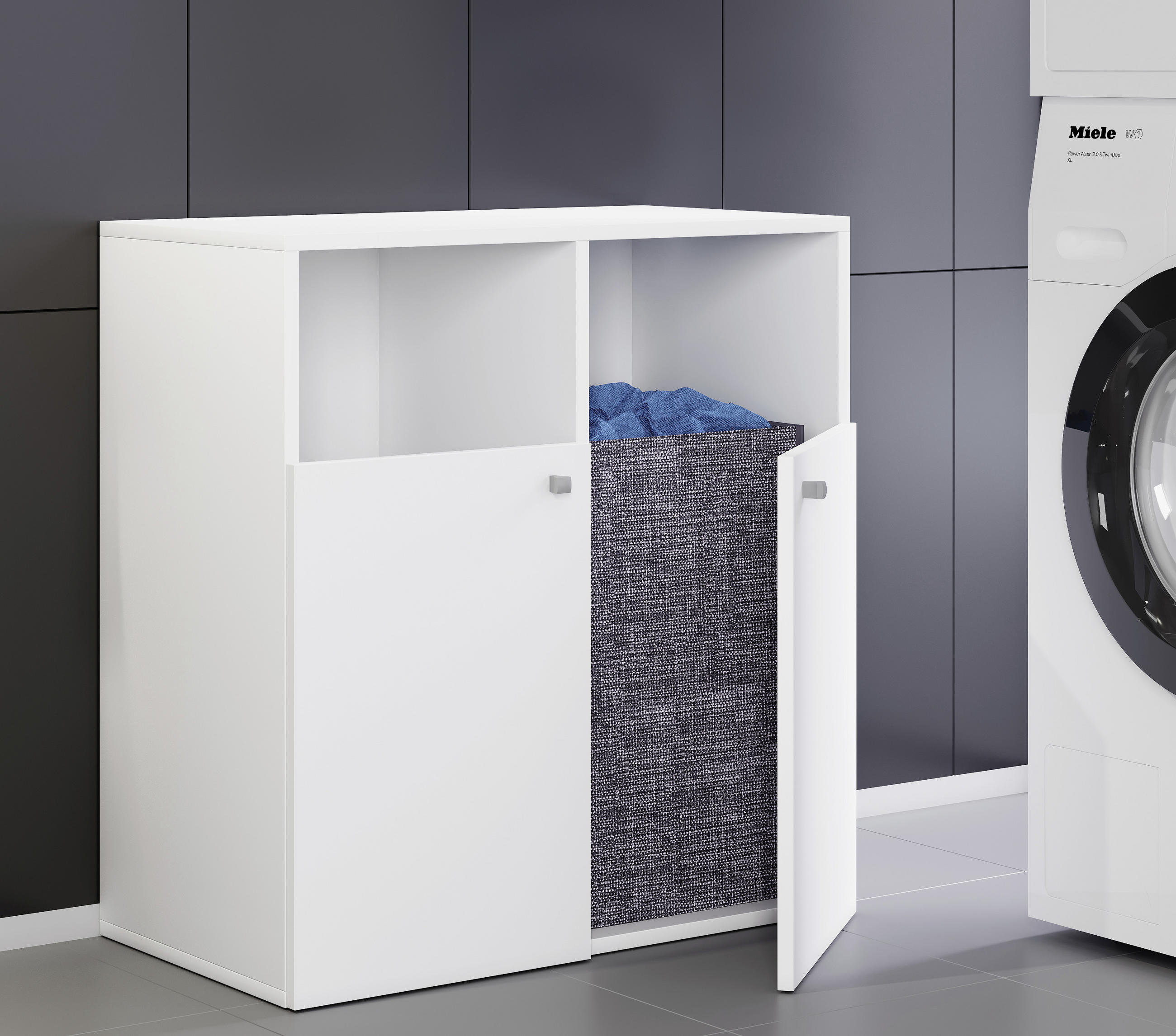 ARMOIRE À LINGE SALE 80/74/39 cm  in Weiss  - gris/blanc, Modern, matière synthétique/matériau de bois (80/74/39cm) - MID.YOU