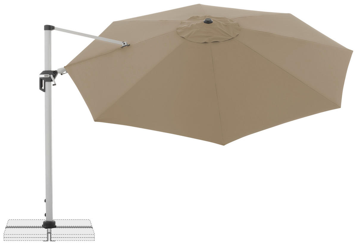 AMPELSCHIRM 370 cm Greige  - Greige/Silberfarben, Basics, Textil/Metall (370cm) - Doppler