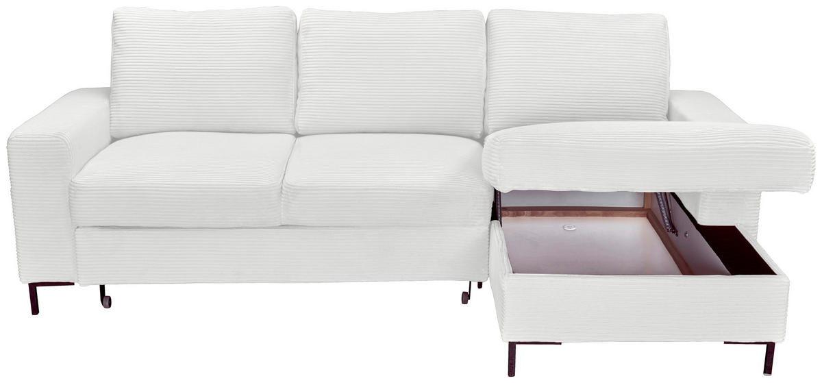ECKSOFA Naturfarben Cord  - Schwarz/Naturfarben, KONVENTIONELL, Textil/Metall (240/150cm) - Carryhome