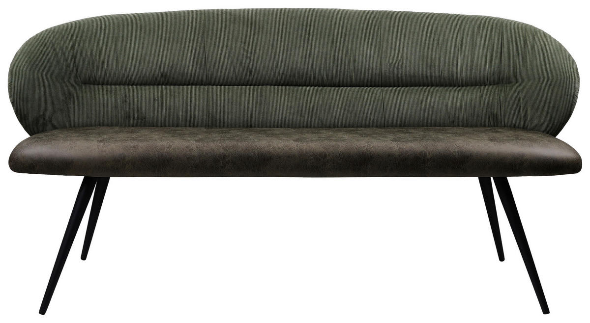 SITZBANK 168/82/62 cm Struktur Grün  - Schwarz/Grün, MODERN, Textil/Metall (168/82/62cm) - MID.YOU