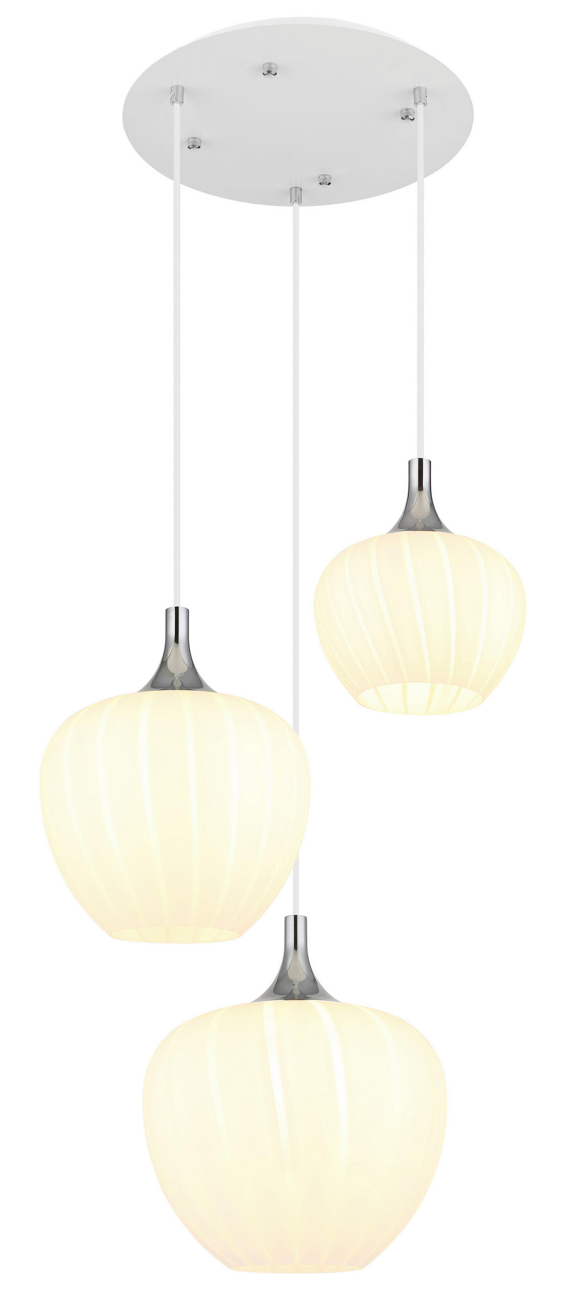 HÄNGELEUCHTE 48/120 cm   - Chromfarben/Weiß, KONVENTIONELL, Glas/Metall (48/120cm) - Globo