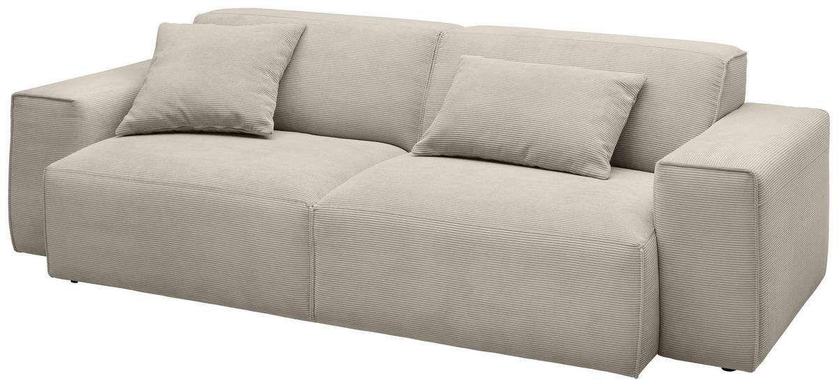 3-SITZER-SOFA in Cord Sandfarben  - Sandfarben/Schwarz, Design, Kunststoff/Textil (236/71/101cm) - Pure Home Lifestyle