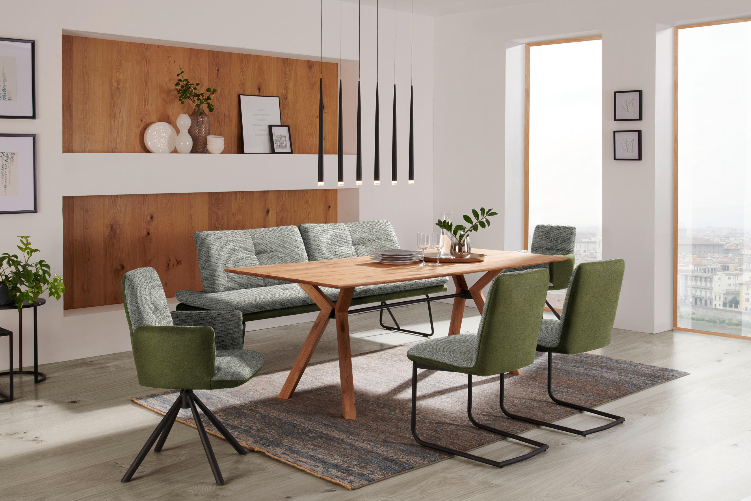 SITZBANK in Metall, Textil Grün  - Schwarz/Grün, Design, Textil/Metall (208/91/72cm) - Dieter Knoll