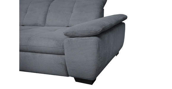 ECKSOFA in Cord Grau  - Schwarz/Grau, Design, Textil/Metall (242/313cm) - Xora