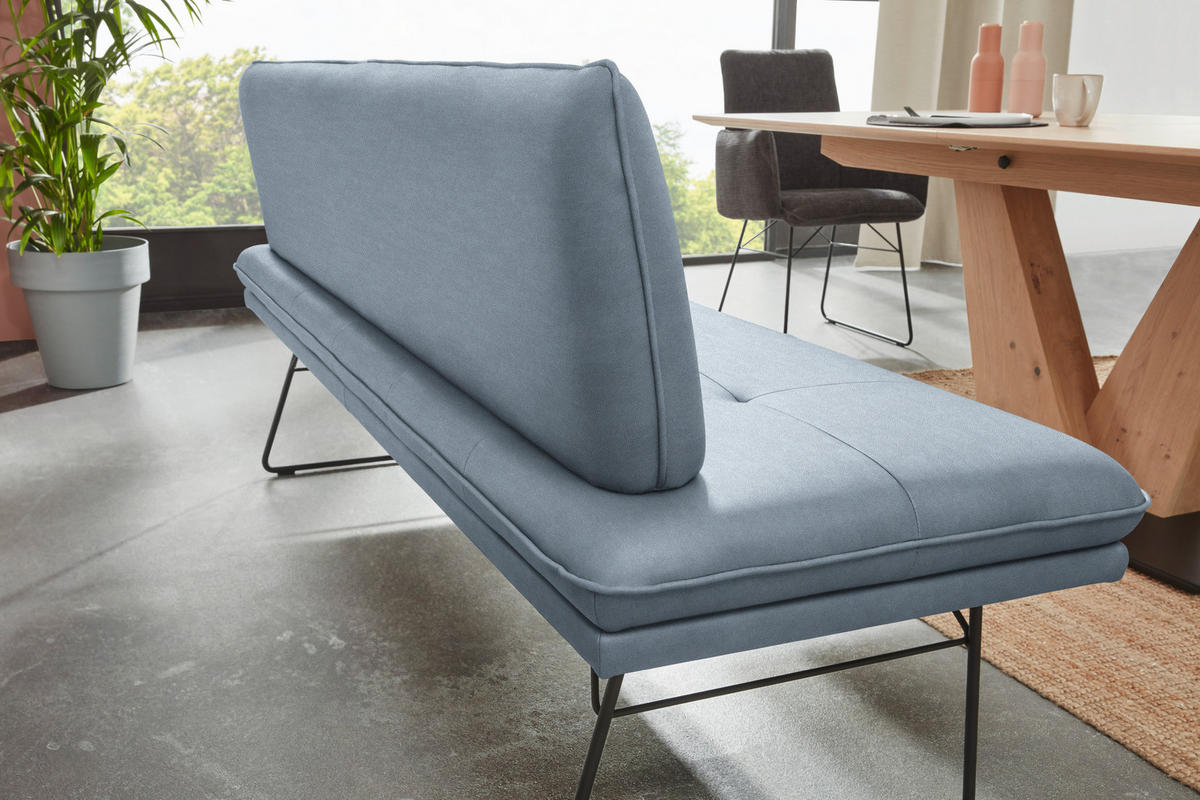 SITZBANK in Metall, Textil Blau, Schwarz  - Blau/Schwarz, Design, Textil/Metall (195/87/65cm) - Dieter Knoll