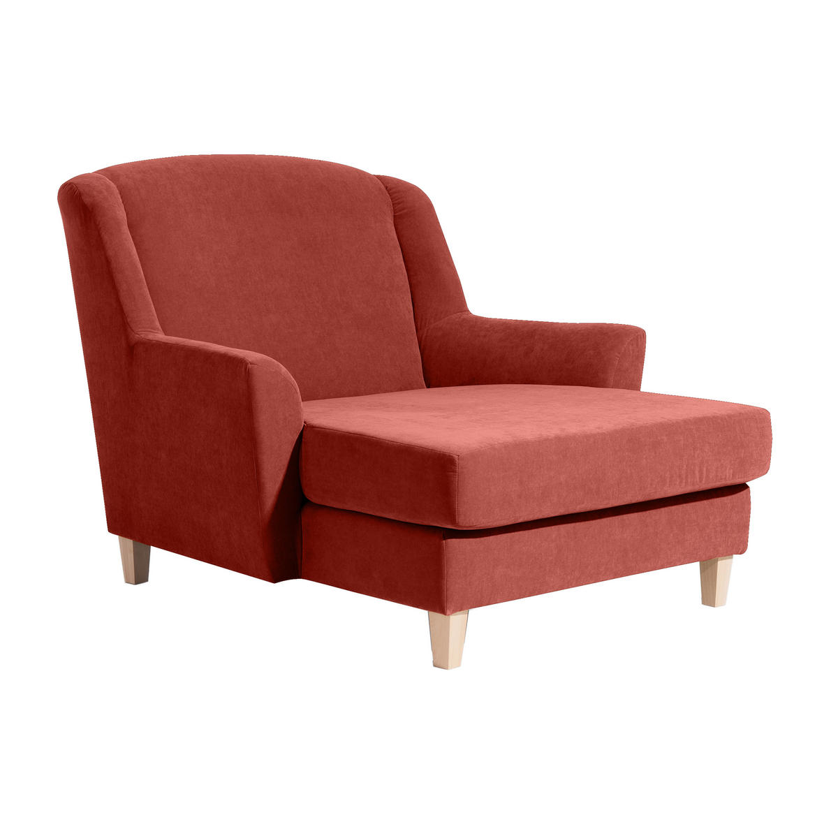 XXL-SESSEL in Velours Terracotta  - Terracotta/Naturfarben, Modern, Holz/Holzwerkstoff (136/107/142cm) - Max Winzer