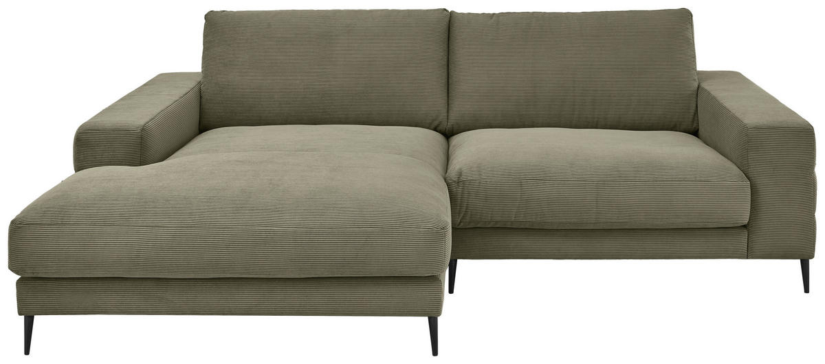 ECKSOFA in Feincord Olivgrün  - Schwarz/Olivgrün, Design, Textil/Metall (177/253cm) - Dieter Knoll