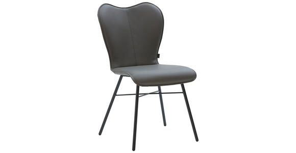 STUHL Echtleder Anthrazit, Dunkelgrau - Dunkelgrau/Anthrazit, Design, Leder/Metall (48/89/61cm) - Dieter Knoll