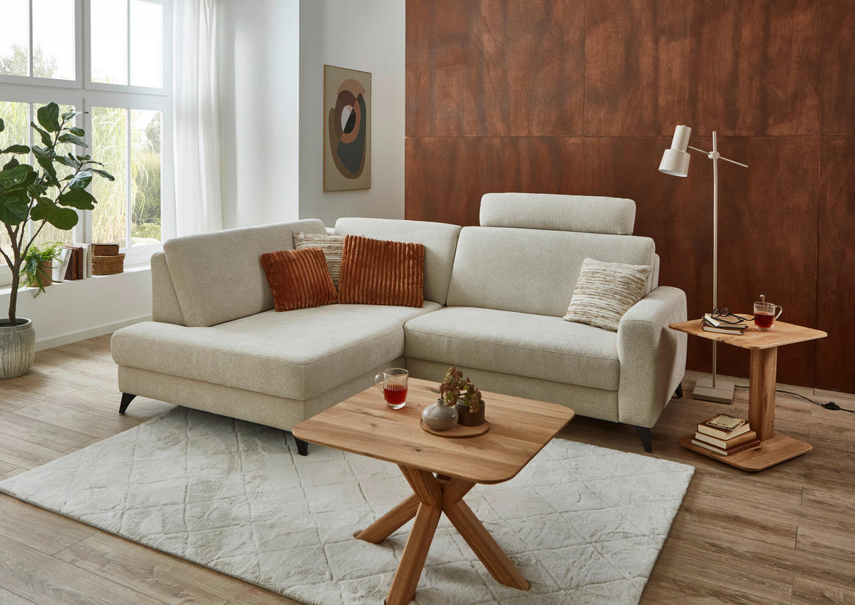 ECKSOFA Beige Chenille  - Beige/Schwarz, Design, Textil/Metall (182/239cm) - Valnatura