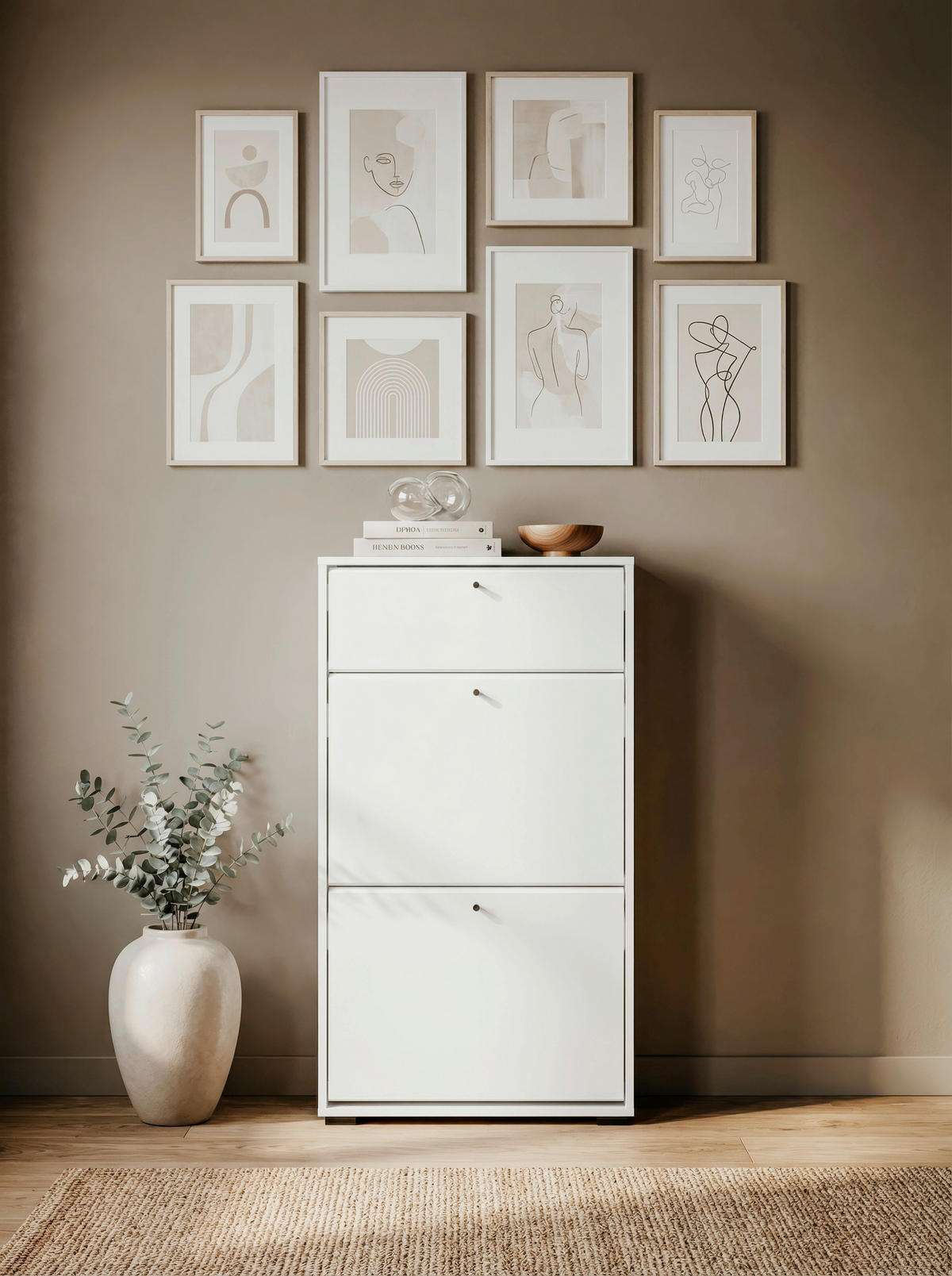 SCHUHKIPPER  in 58/111/25 cm  - Schwarz/Weiß, Design, Holzwerkstoff/Kunststoff (58/111/25cm) - MID.YOU