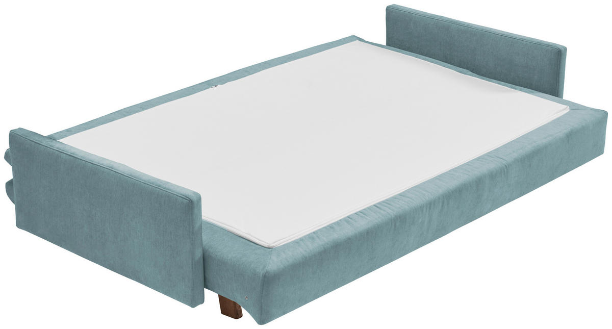 SCHLAFSOFA Flachgewebe Blau  - Blau/Eichefarben, KONVENTIONELL, Holz/Textil (220/85/98cm) - Carryhome