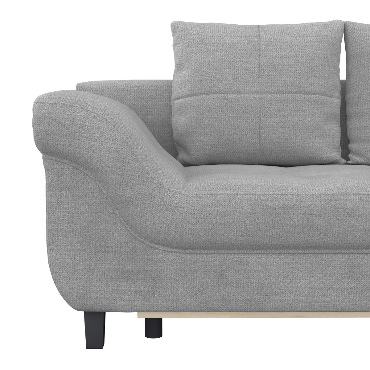 ECKSOFA MENDOZA NEW Blaugrau Chenille, Struktur Zierkissen, Rückenkissen, Bettkasten  - Blaugrau/Schwarz, KONVENTIONELL, Textil (309/197cm) - MID.YOU