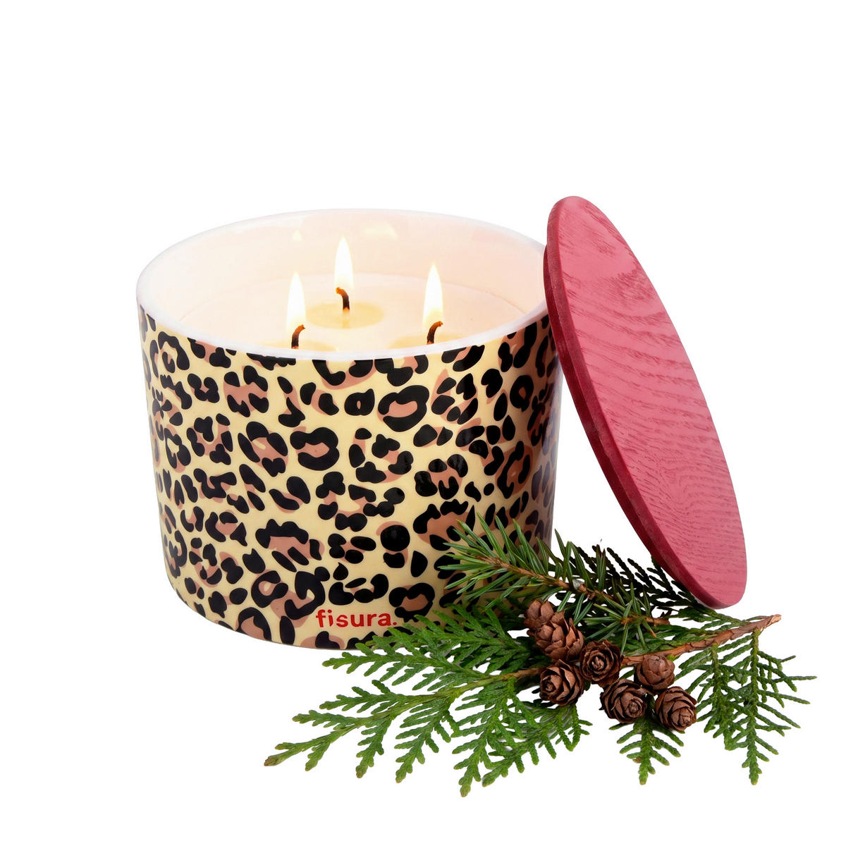 KERZE IM TOPF  - Hellbraun/Pink, Trend, Holz/Keramik (11/11/8cm)
