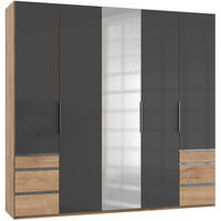 DREHTÜRENSCHRANK  in Grau, Eichefarben  - Chromfarben/Eichefarben, MODERN, Glas/Holzwerkstoff (250/236/58cm) - MID.YOU