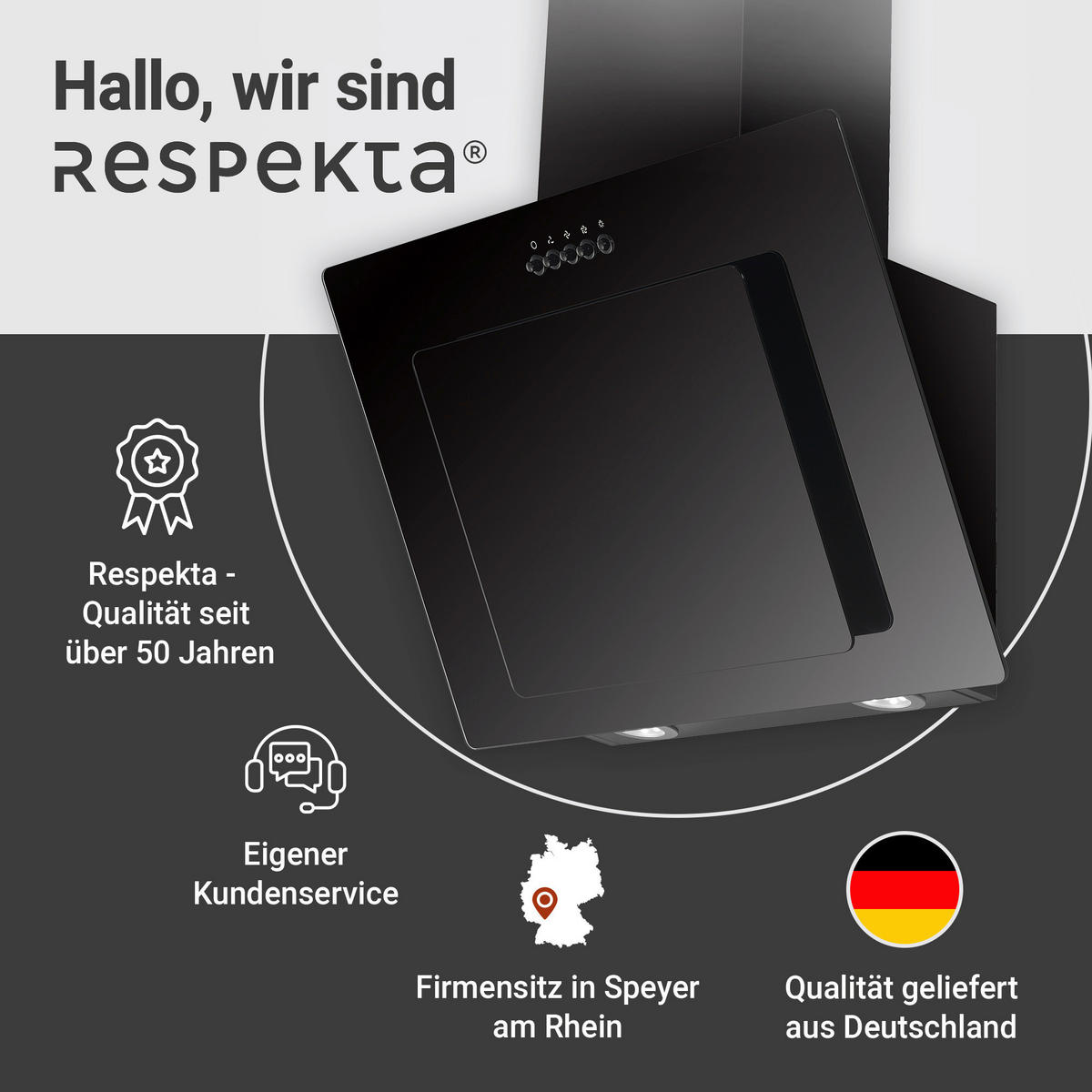 FLÄKTKÅPA CH21060SBZ  - svart, Trend, metall/glas (59,8/72,7-110,7/30,5cm) - Respekta