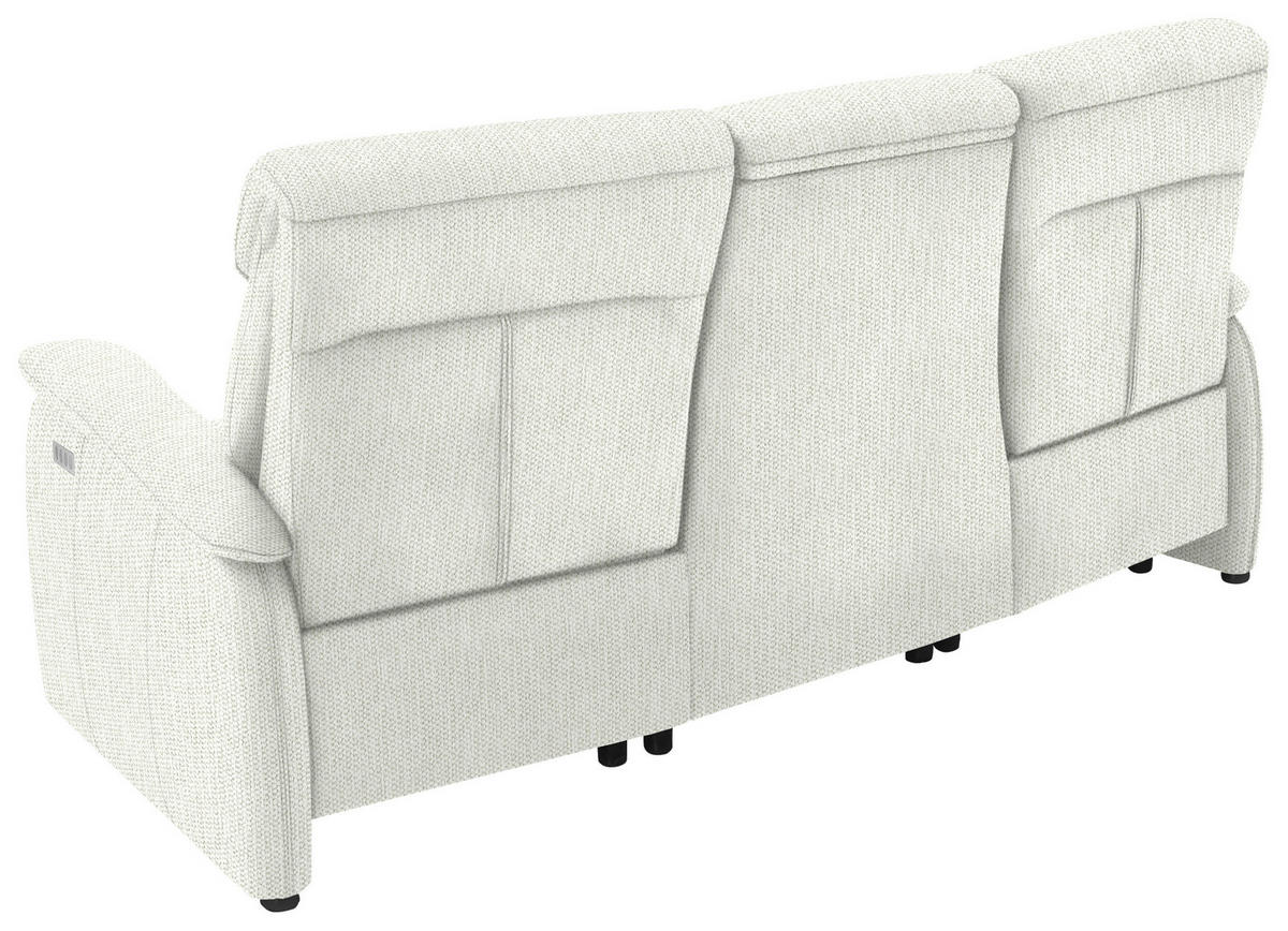 TRAPEZSOFA in Flachgewebe Weiss  - Weiss/Schwarz, Konventionell, Textil/Metall (219/107/97cm) - Pure Home Comfort