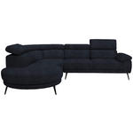 ECKSOFA Dunkelgrau Velours  - Dunkelgrau/Schwarz, Design, Textil/Metall (264/299cm) - Novel