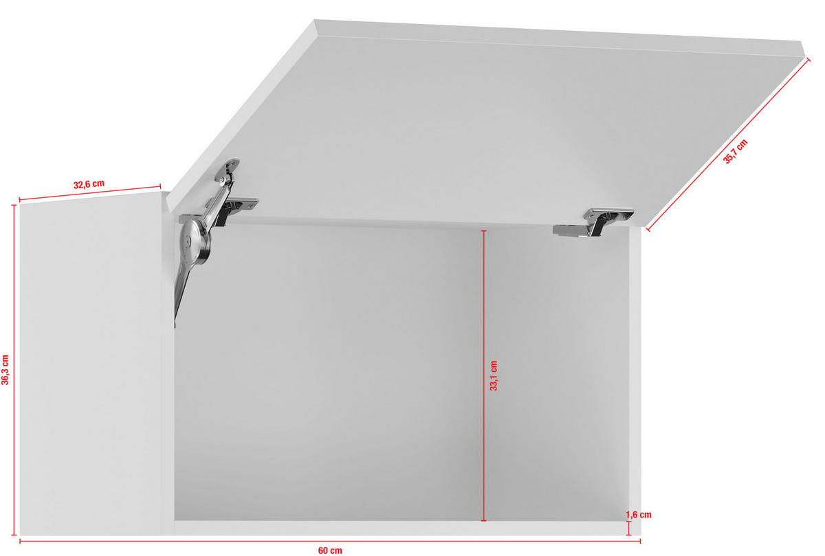 KÜCHENOBERSCHRANK 60/35,7/34,2 cm  in Weiß  - Edelstahlfarben/Weiß, Basics, Holzwerkstoff/Metall (60/35,7/34,2cm) - Impuls