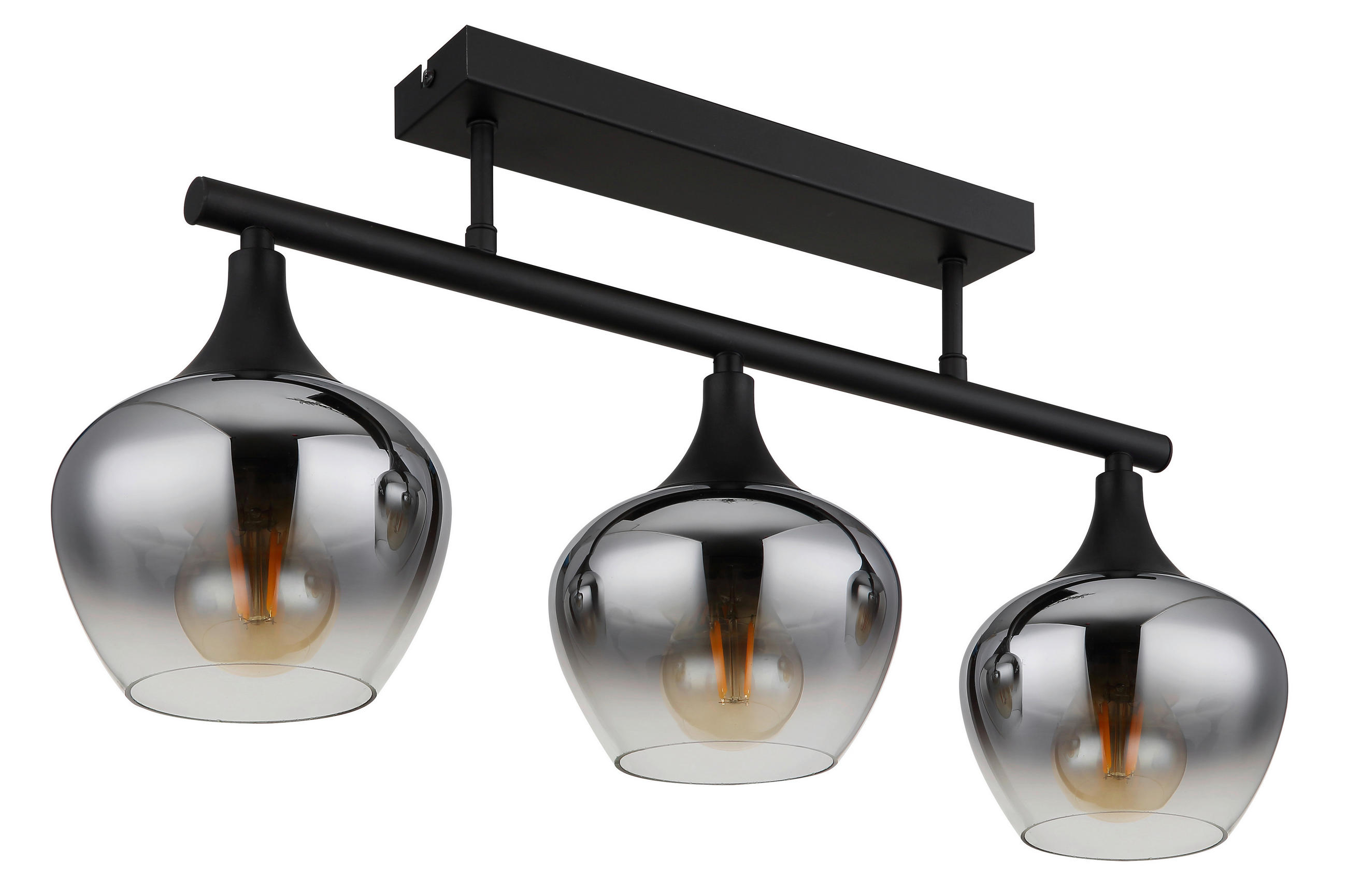 DECKENLEUCHTE    65/15/28,5 cm  - Schwarz, Design, Glas/Metall (65/15/28,5cm) - Globo