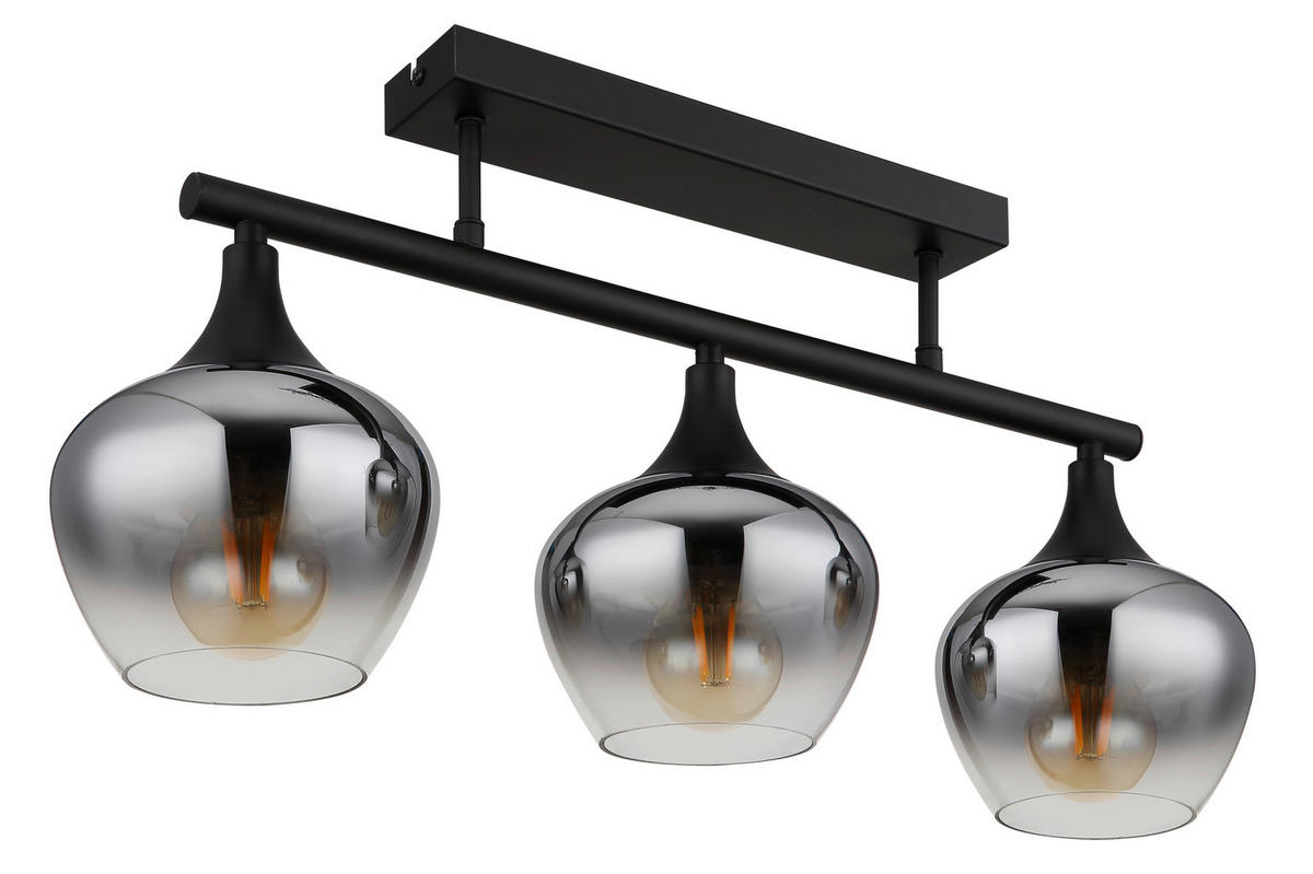 DECKENLEUCHTE    65/15/28,5 cm  - Schwarz, Design, Glas/Metall (65/15/28,5cm) - Globo