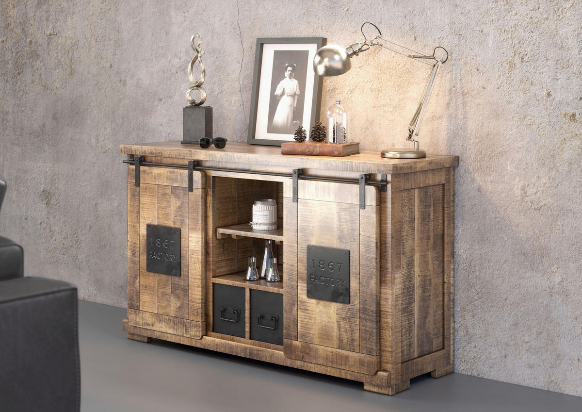 SIDEBOARD  in 145/85/45 cm  - Schwarz/Naturfarben, KONVENTIONELL, Holz/Holzwerkstoff (145/85/45cm) - Landscape