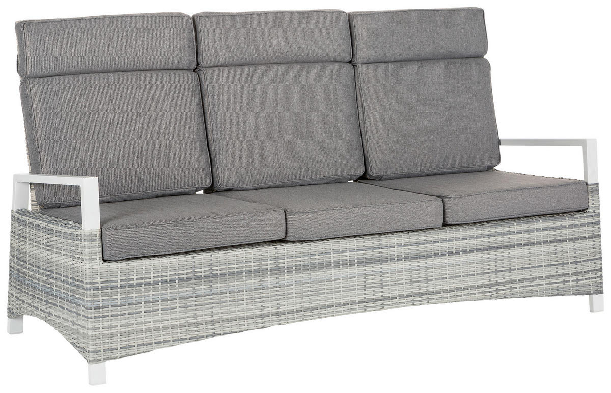 GARTENBANK 205/105/89 cm  in Weiß, Hellgrau  - Hellgrau/Weiß, LIFESTYLE, Holz/Kunststoff (205/105/89cm) - Amatio