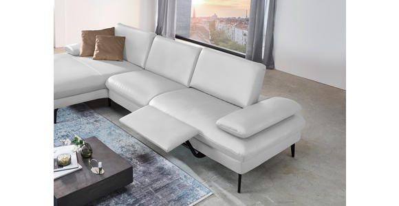 ECKSOFA in Echtleder Weiß 157/325 cm - Schwarz/Weiß, Design, Leder/Metall (157/325cm) - Dieter Knoll