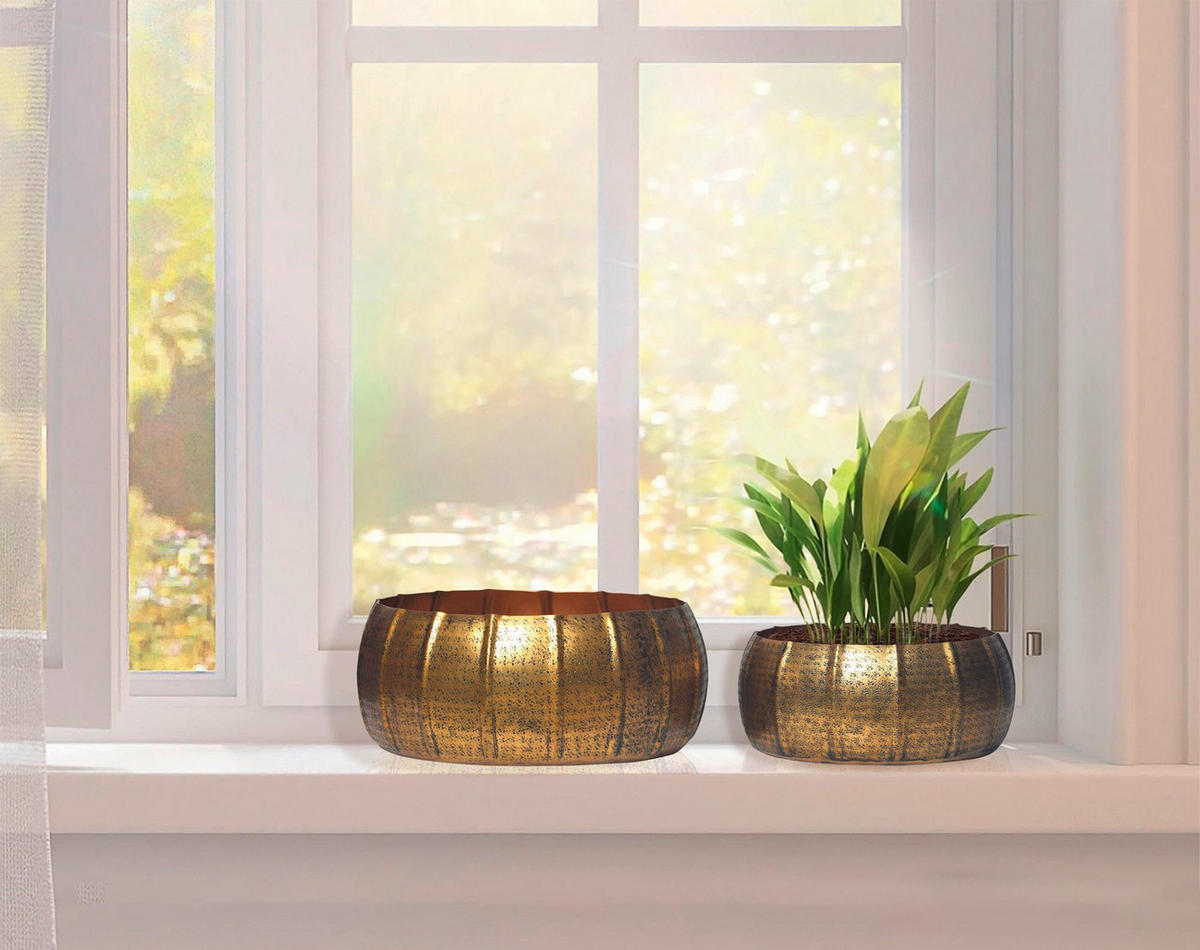DEKOVASE  - Goldfarben, Design, Metall (39/17/39cm) - Livetastic