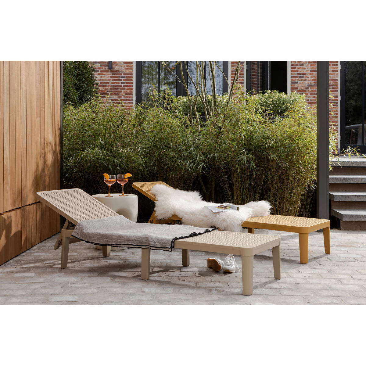 GARTENLIEGE 55/29/191 cm  - Sandfarben, Design, Kunststoff (55/29/191cm) - Livetastic