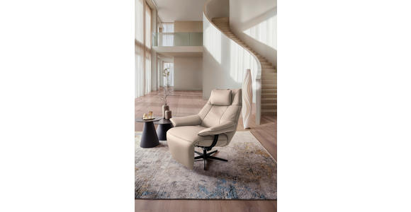 RELAXSESSEL in Leder Creme  - Creme/Schwarz, Design, Leder/Metall (92/79/82cm) - Dieter Knoll
