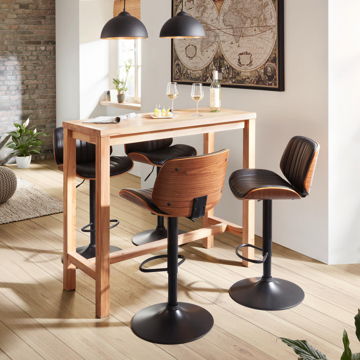 BARPALL i svart, valnötsfärgad  - valnötsfärgad/svart, Lifestyle, metall/trä (47/87-108/50cm) - Premium Living