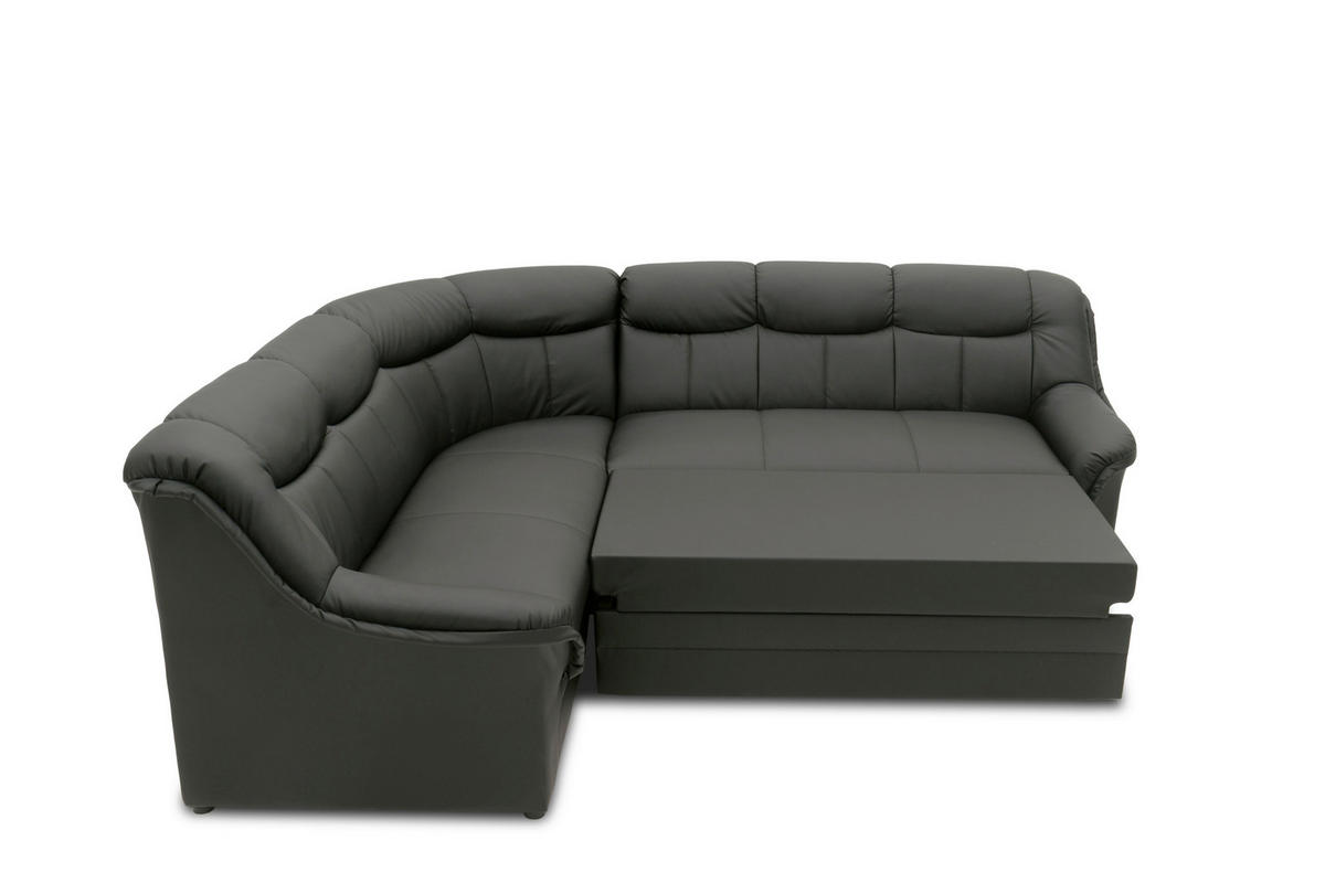 ECKSCHLAFSOFA  BERLIN FK Schwarz Lederlook  - Schwarz, KONVENTIONELL, Kunststoff/Textil (205/250cm) - MID.YOU