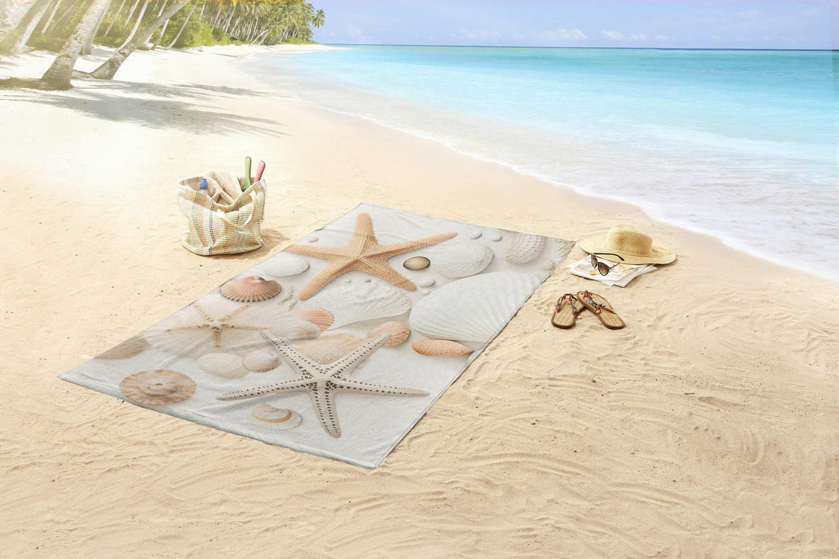 STRANDTUCH Good Morning Creme, Sandfarben, Beige 100/180 cm  - Sandfarben/Beige, Basics, Textil (100/180cm)