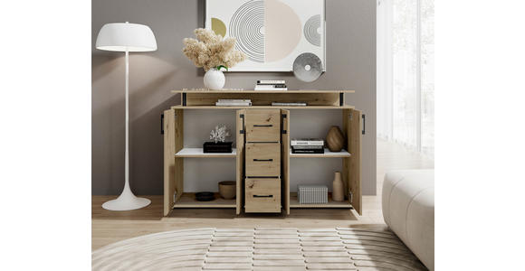 SIDEBOARD in 139/90/34 cm - Eiche Artisan, KONVENTIONELL, Holzwerkstoff/Kunststoff (139/90/34cm) - Carryhome