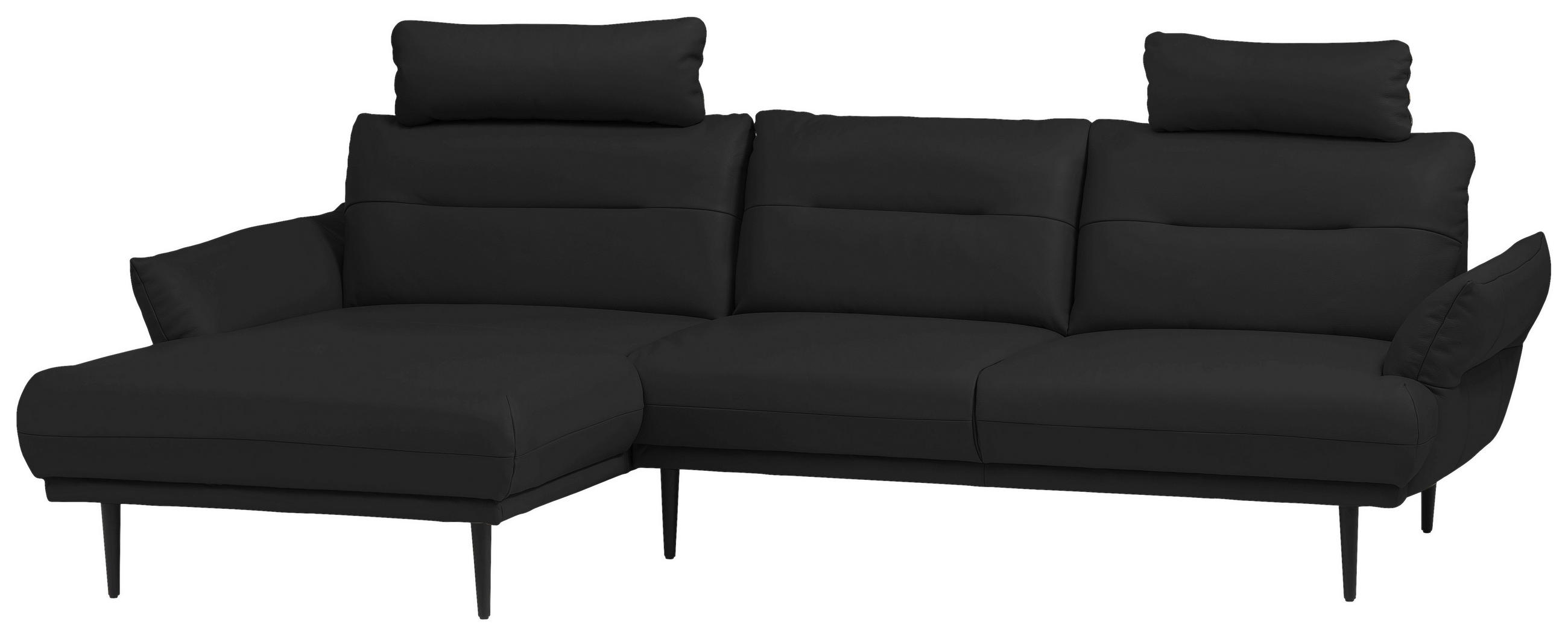 ECKSCHLAFSOFA Schwarz Lederlook  - Schwarz, Design, Holz/Textil (158/287cm) - Livetastic