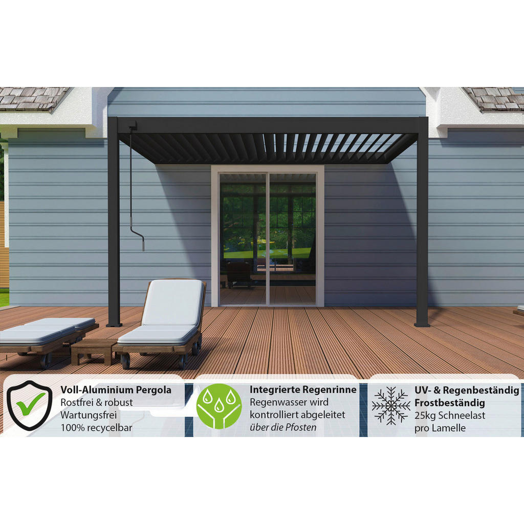 Thumbnail - Gardenson Pergola, Metall, 400x255x360 cm, wetterbeständig, UV-beständig, Sonnen- & Sichtschutz, Pavillons & Pergolas