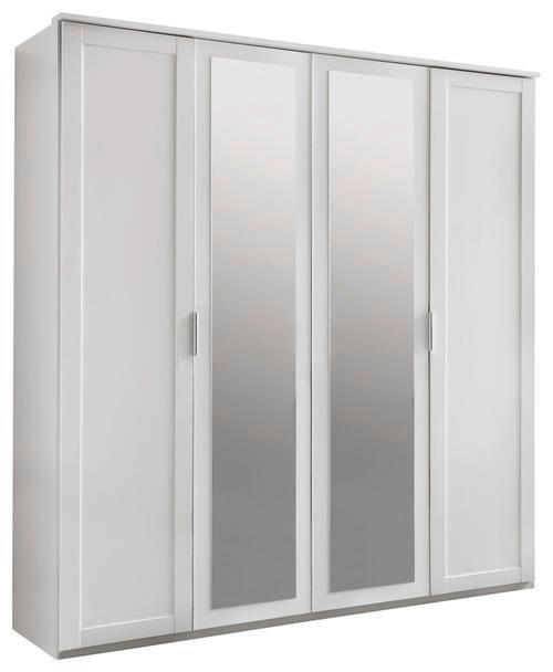 SKRIŇA S OTOČNÝMI DVERAMI, biela, 180/210/58 cm - biela/strieborná, Konventionell, kompozitné drevo/sklo (180/210/58cm) - MID.YOU