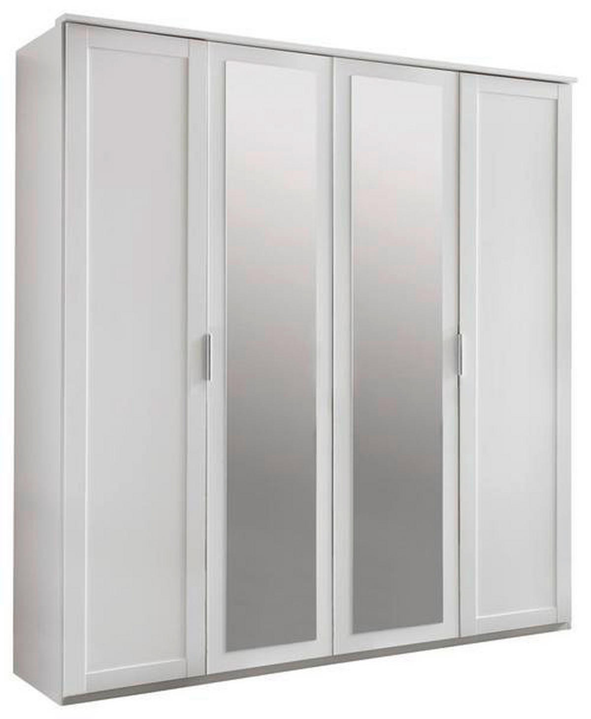 SKRIŇA S OTOČNÝMI DVERAMI, biela, 180/210/58 cm - biela/strieborná, Konventionell, kompozitné drevo/sklo (180/210/58cm) - MID.YOU