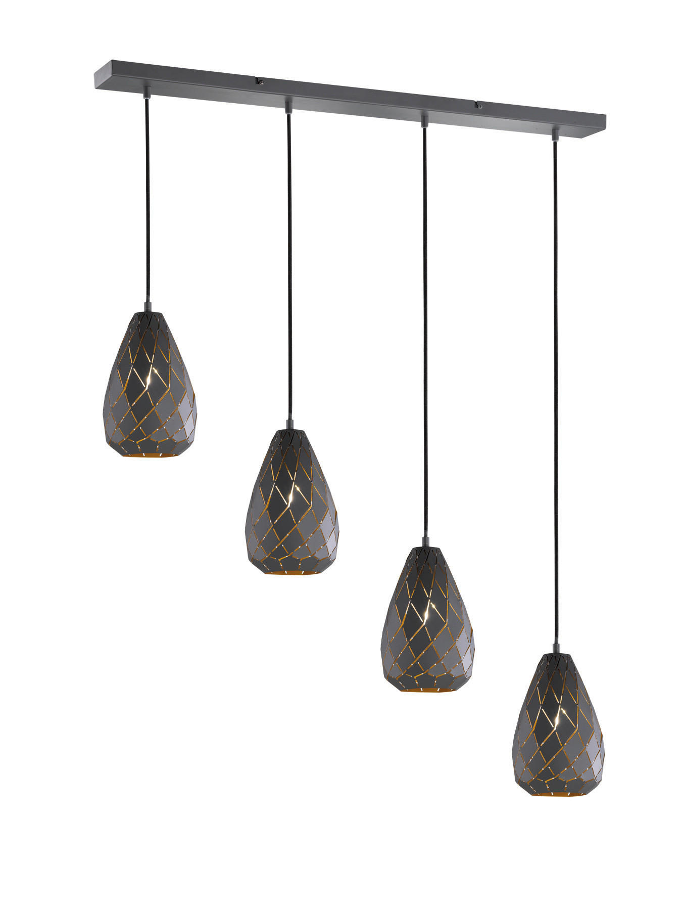 HÄNGELEUCHTE 90/15/150 cm    - Anthrazit/Goldfarben, Design, Metall (90/15/150cm) - Trio Leuchten