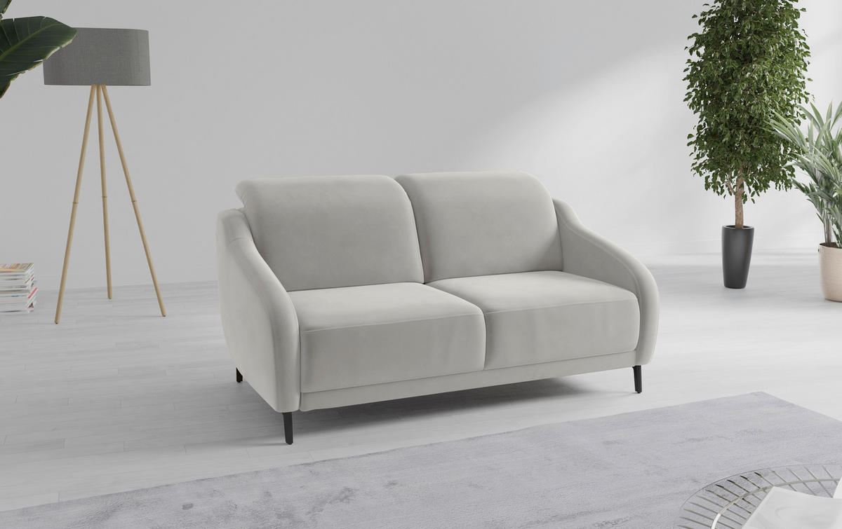 2,5-SITZER in Samt Sandfarben  - Sandfarben/Schwarz, MODERN, Textil/Metall (172/93/104cm) - Sit & More