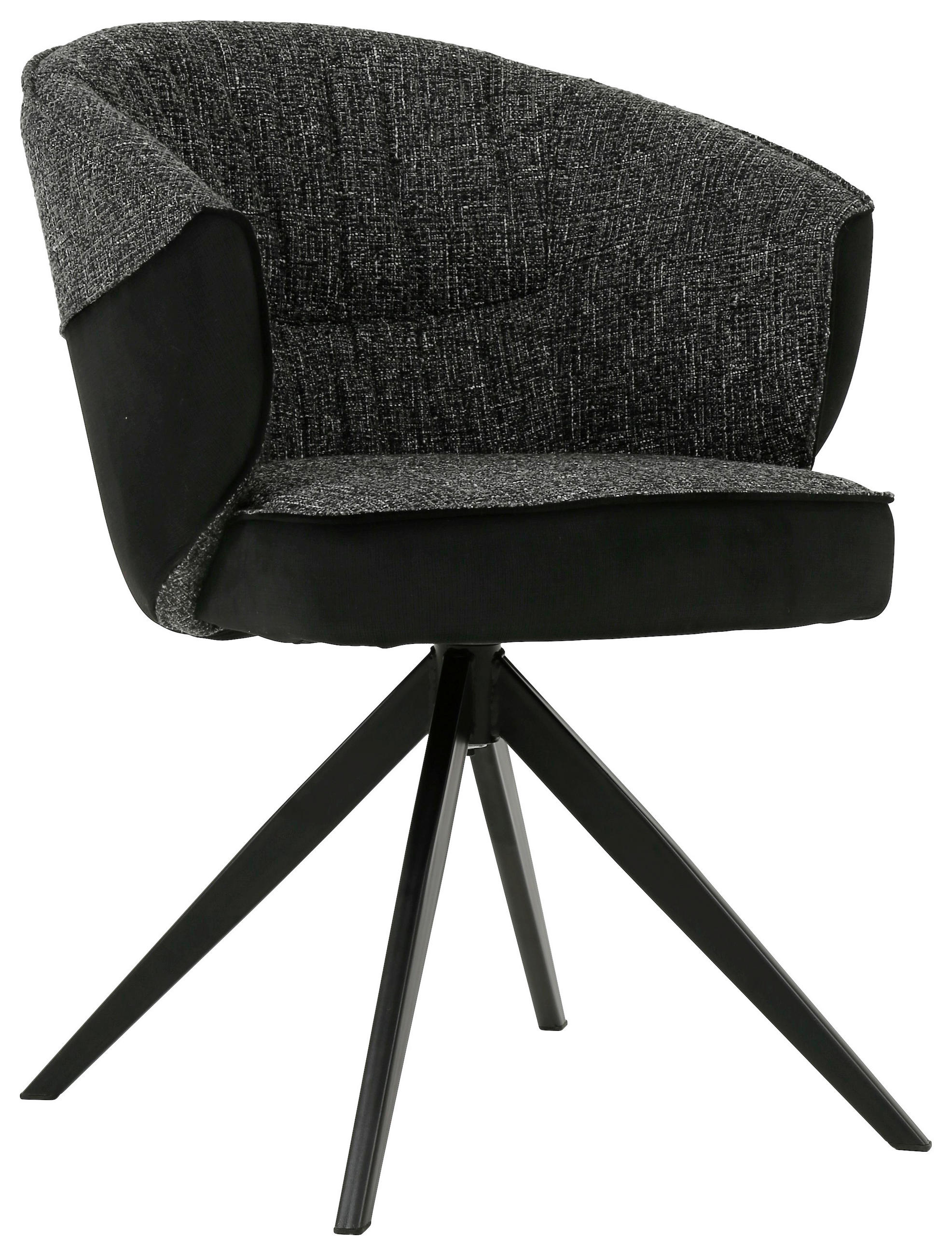 ARMLEHNSTUHL  in Eisen Webstoff, Mikrofaser  - Schwarz, Design, Textil/Metall (61/82,5/63cm) - Novel