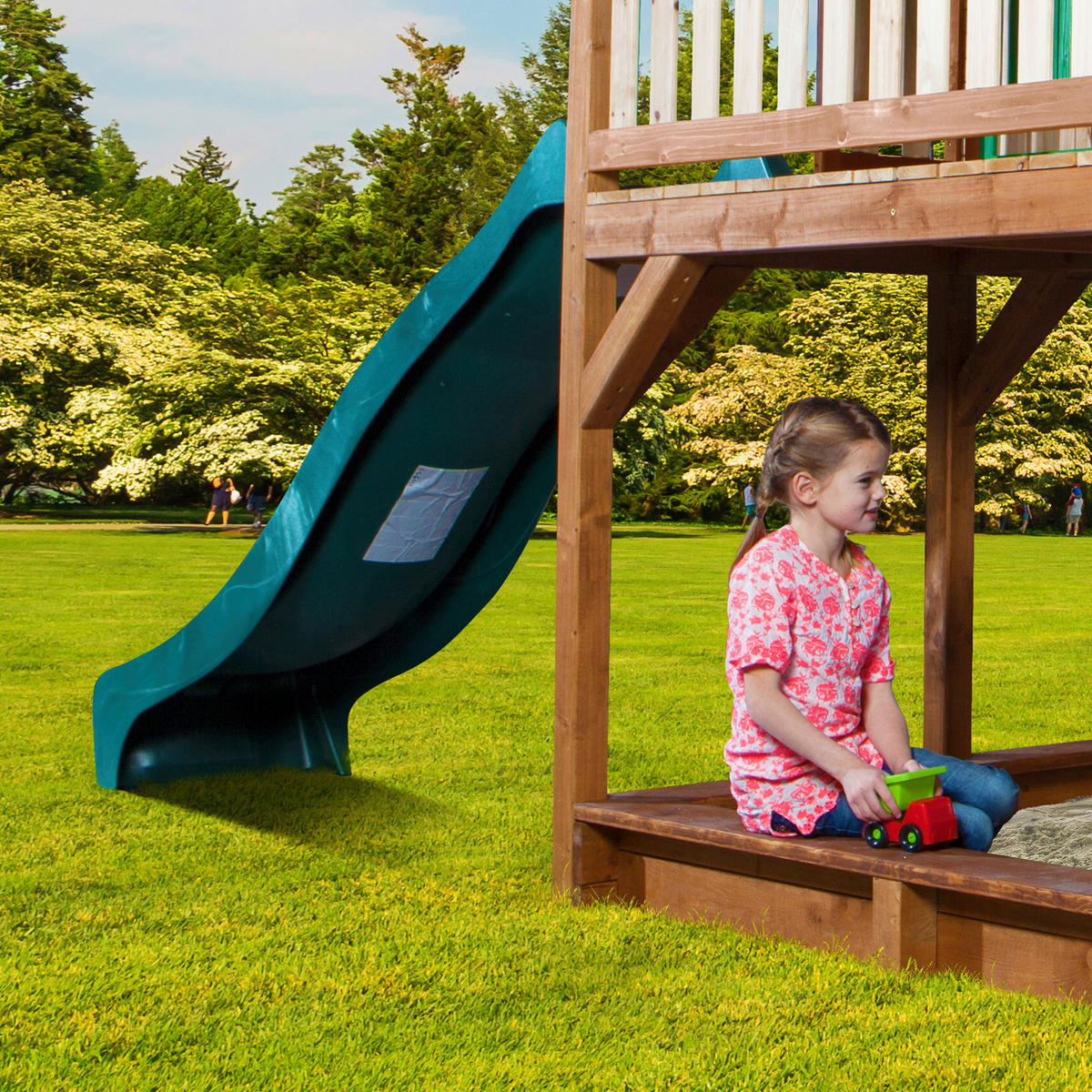 SPIELTURM 613/291/277 cm  - Braun/Weiß, KONVENTIONELL, Holz (613/291/277cm) - Ambia Garden