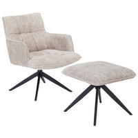 KŘESLO S PODNOŽKOU, kov, textil, černá, béžová - černá/béžová, Design, kov/textil (70/84/75cm) - Novel