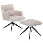 SESSELSET Chenille Hocker    - Beige/Schwarz, Design, Textil/Metall (70/84/75cm) - Novel