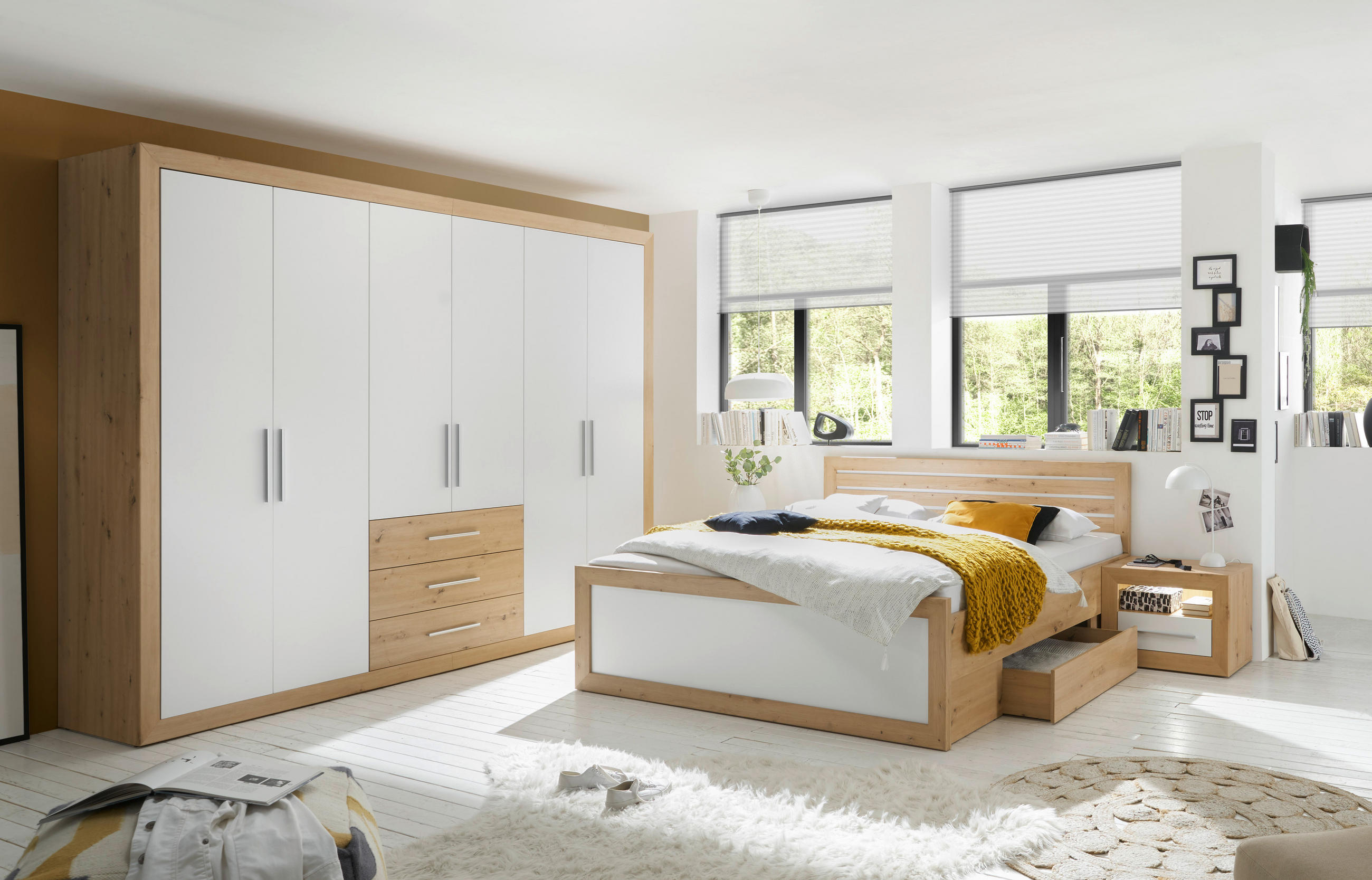 SCHLAFZIMMER Weiß, Eichefarben  - Eichefarben/Weiß, KONVENTIONELL, Holzwerkstoff (180/200cm) - MID.YOU