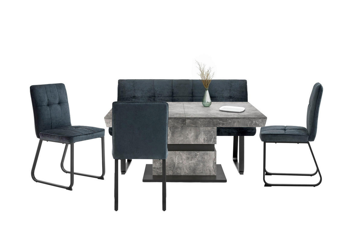 SITZBANK in Metall, Textil Dunkelgrau  - Dunkelgrau/Schwarz, MODERN, Textil/Metall (140/92/58cm) - MID.YOU