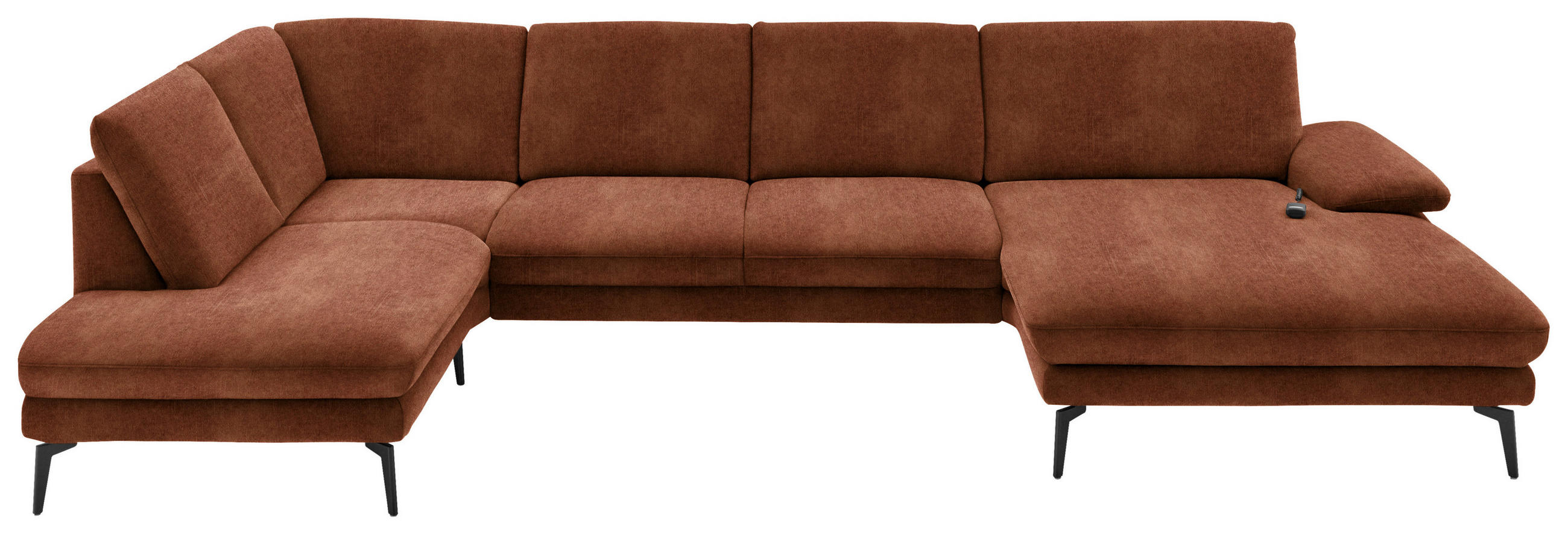 WOHNLANDSCHAFT in Velours Kupferfarben  - Schwarz/Kupferfarben, Design, Textil/Metall (208/344/180cm) - Dieter Knoll